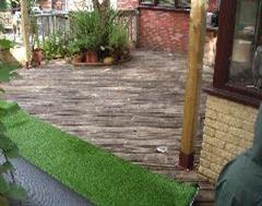 The artificial grass overlaying the decking in Yeovil